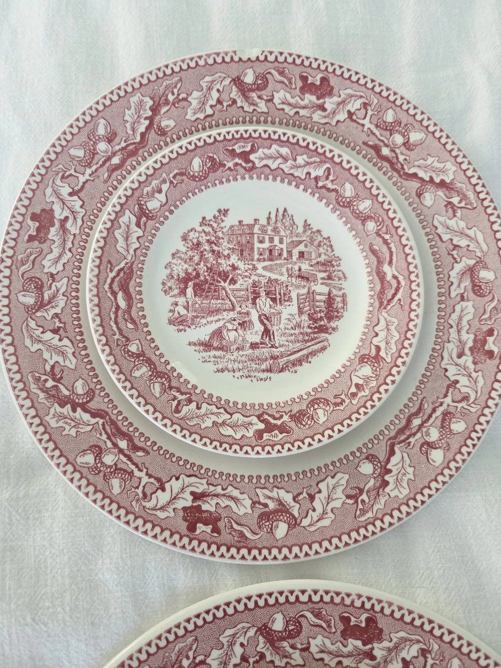 8 Vintage Memory Lane, Made In USA, Pink and White Dishes